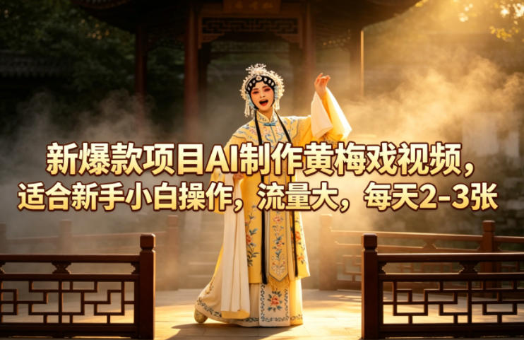 新爆款项目AI制作黄梅戏视频，适合新手小白操作，流量大，每天2-3张-鼎铸网