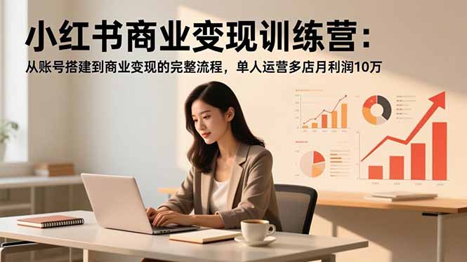 小红书商业变现训练营：从账号搭建到商业变现的完整流程，单人运营多店月利润10万-鼎铸网