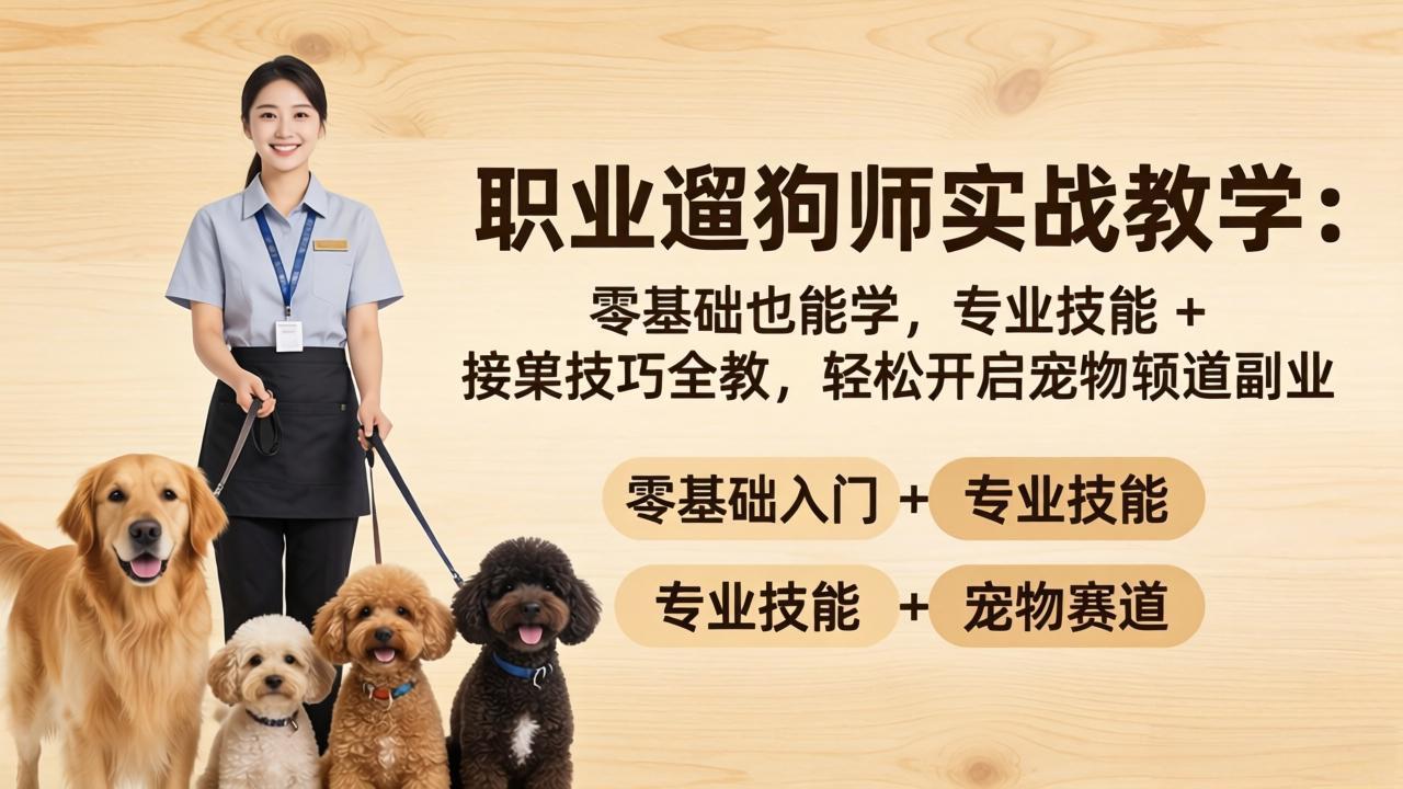 职业遛狗师实战教学：零基础也能学，专业技能 + 接单技巧全教，轻松开启宠物赛道副业-鼎铸网