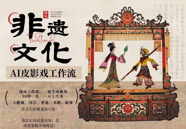 AI一键生成民俗文化非遗皮影戏视频，一刀不剪无需剪辑，30S一条，一天上百条，流量财富嘎嘎猛-鼎铸网