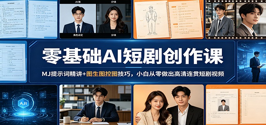 零基础AI短剧创作课：MJ提示词精讲+图生图控图技巧，小白从零做出高清连贯短剧视频-鼎铸网