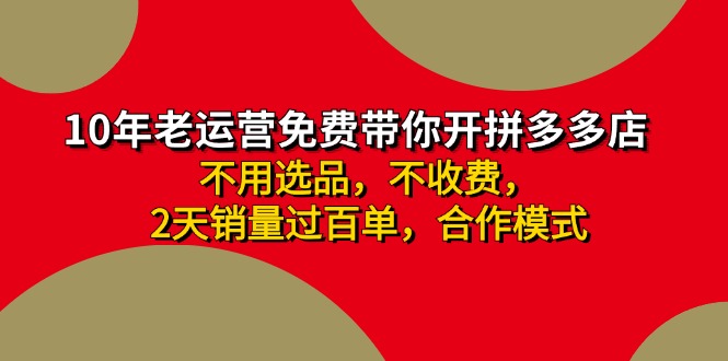 拼多多 最新合作开店日收4000+两天销量过百单，无学费、老运营代操作、…-鼎铸网