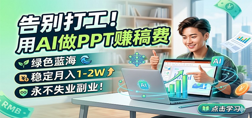 告别打工!用AI做PPT赚稿费,绿色蓝海,稳定月入1-2W,永不失业副业!-鼎铸网
