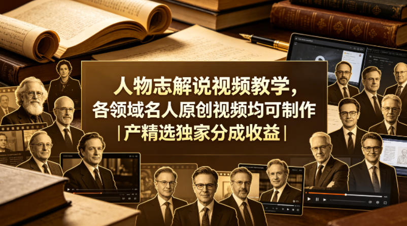 人物志解说视频教学，各领域名人原创视频均可制作丨精选独家分成收益(更新0430)-鼎铸网