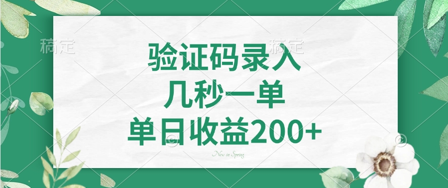 验证码录入，几秒一单，单日收益200+-鼎铸网
