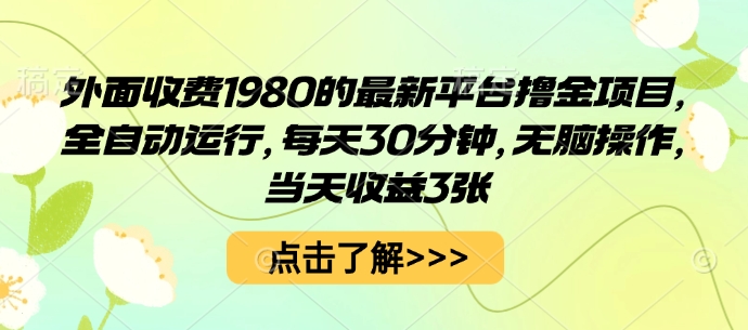 外面收费1980的最新平台撸金项目，全自动运行，每天30分钟，无脑操作，当天收益3张【揭秘】-鼎铸网
