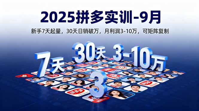 2025拼多多实训-9月：新手7天起量,30天日销破万,月利润3-10万,可矩阵复制-鼎铸网