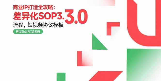 商业IP打造全攻略：差异化SOP3.0流程，短视频协议模板，婚恋项目实战案例-鼎铸网