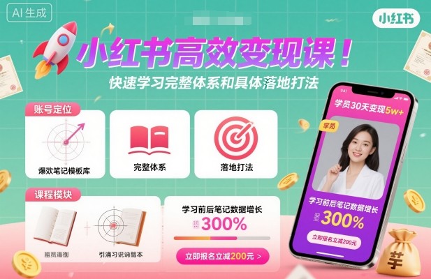 小红书高效变现课，快速学习小红书完整体系和具体落地打法-鼎铸网