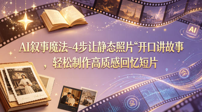 AI叙事魔法-4步让静态照片“开口讲故事”，轻松制作高质感回忆短片-鼎铸网