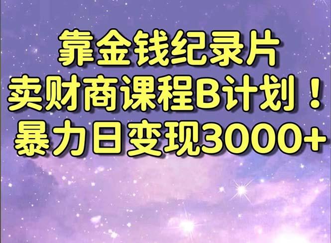 靠金钱纪录片卖财商课程B计划！暴力日变现3000+，喂饭式干货教程！-鼎铸网