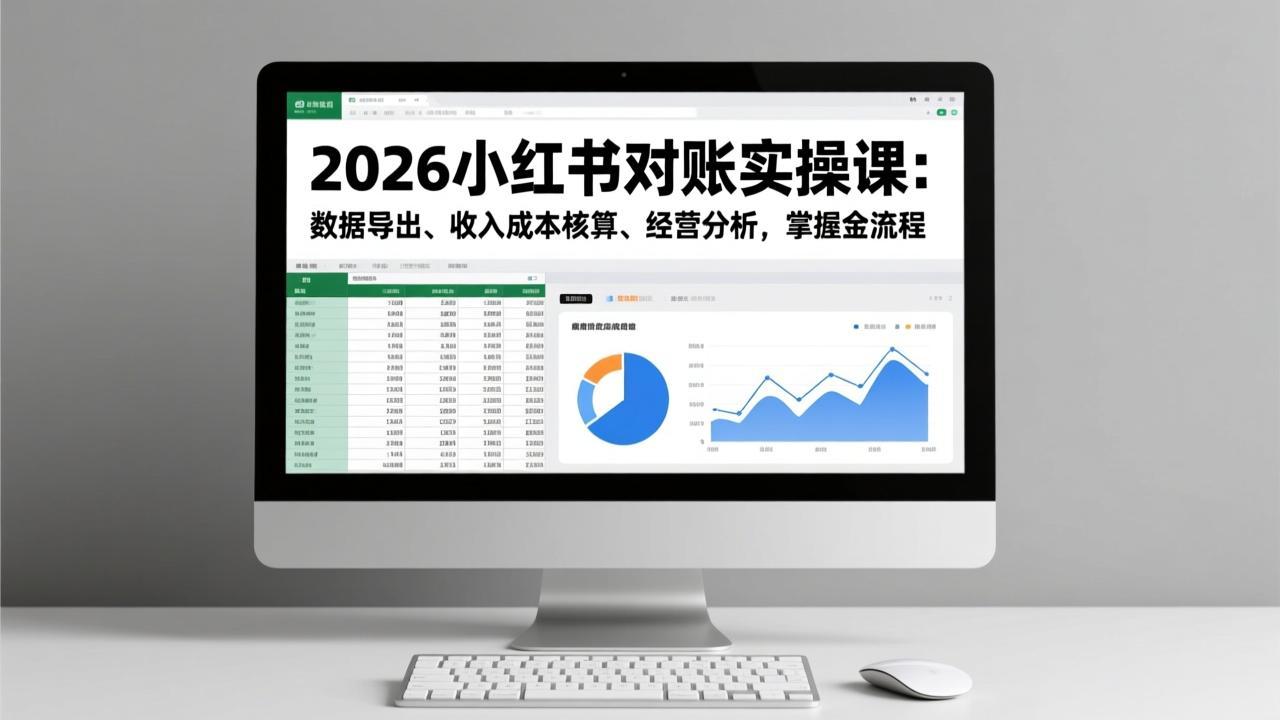 2026小红书对账实操课：数据导出、收入成本核算、经营分析，掌握全流程-鼎铸网