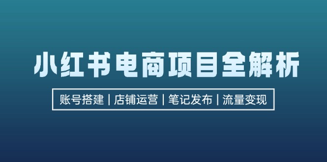 小红书电商项目全解析，包括账号搭建、店铺运营、笔记发布  实现流量变现-鼎铸网