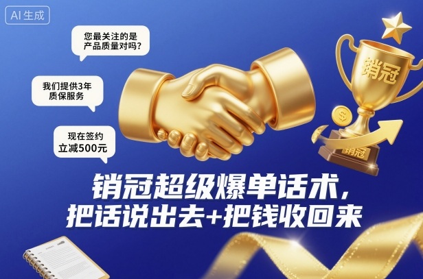 销冠超级爆单话术，把话说出去+把钱收回来-鼎铸网