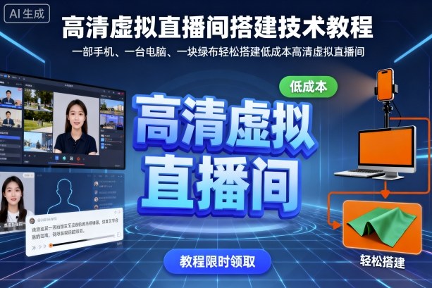 高清虚拟直播间搭建技术教程，一部手机、一台电脑、一块绿布轻松搭建低成本高清虚拟直播间-鼎铸网
