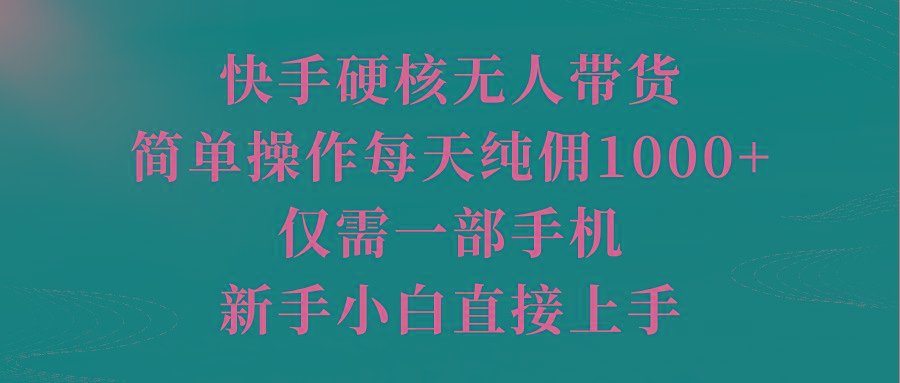 (9861期)快手硬核无人带货，简单操作每天纯佣1000+,仅需一部手机，新手小白直接上手-鼎铸网
