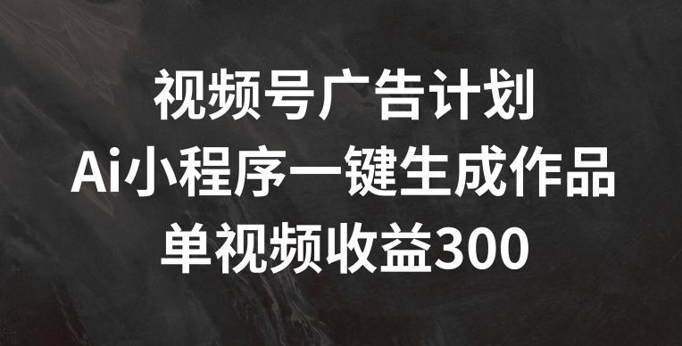 视频号广告计划，AI小程序一键生成作品， 单视频收益300+【揭秘】-鼎铸网
