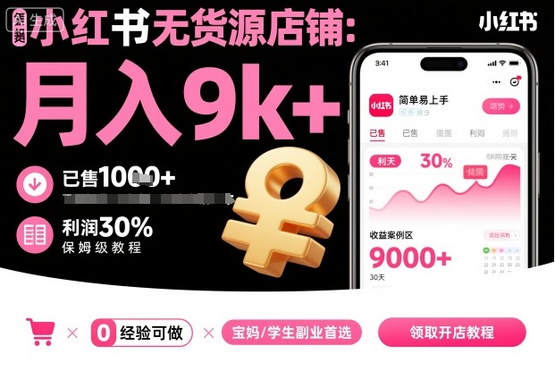小红书无货源店铺项目，简单易上手，月入9k+，保姆级教程-鼎铸网