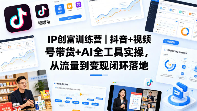 IP创富训练营｜抖音+视频号带货+AI全工具实操，从流量到变现闭环落地-鼎铸网