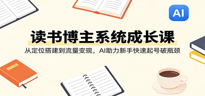 读书博主系统成长课：从定位搭建到流量变现，AI助力新手快速起号破瓶颈-鼎铸网