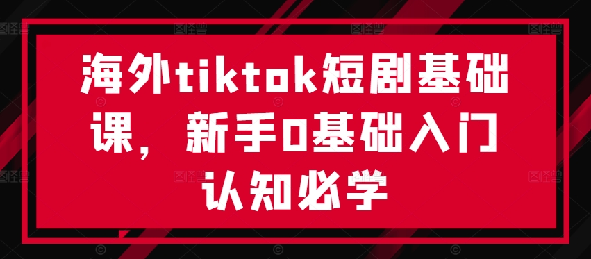 海外tiktok短剧基础课，新手0基础入门认知必学-鼎铸网
