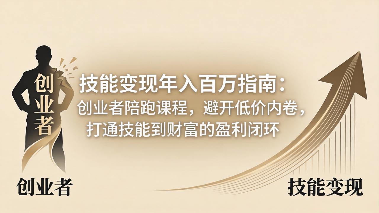 技能变现年入百万指南：创业者陪跑课程，避开低价内卷，打通技能到财富的盈利闭环-鼎铸网