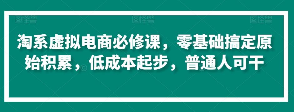淘系虚拟电商必修课，零基础搞定原始积累，低成本起步，普通人可干-鼎铸网