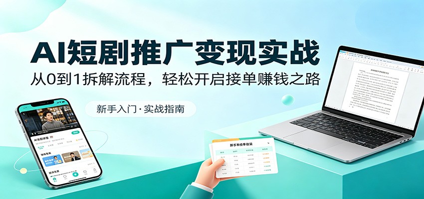 AI短剧推广变现实战：从0到1拆解流程，轻松开启接单赚钱之路-鼎铸网