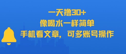 一天撸30+，像喝水一样简单，手机看文章，可多账号操作-鼎铸网