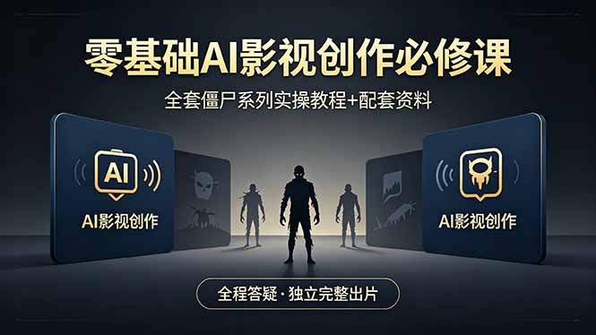 零基础AI影视创作必修课，全套僵尸系列实操教程加配套资料，全程答疑带你独立完整出片-鼎铸网