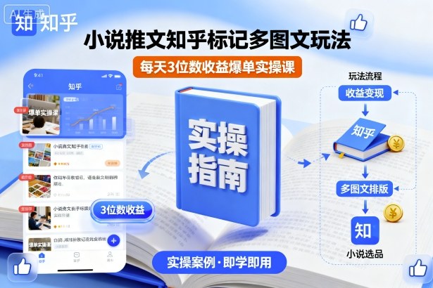 小说推文知乎标记多图文玩法，每天3位数收益爆单实操课-鼎铸网