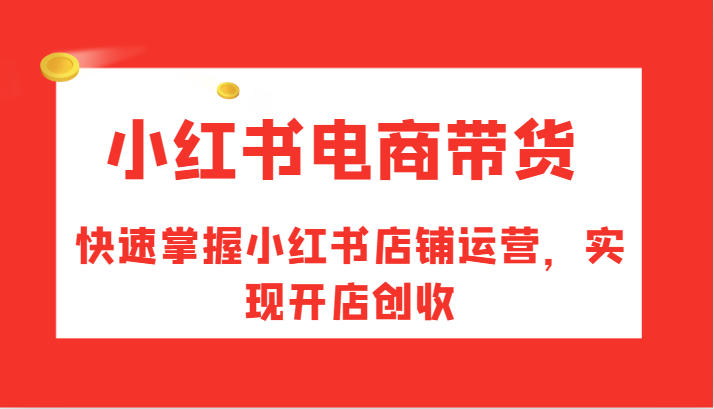 小红书电商带货，快速掌握小红书店铺运营，实现开店创收-鼎铸网