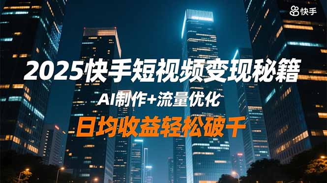 2025快手短视频变现秘籍，AI制作+流量优化，日均收益轻松破千-鼎铸网