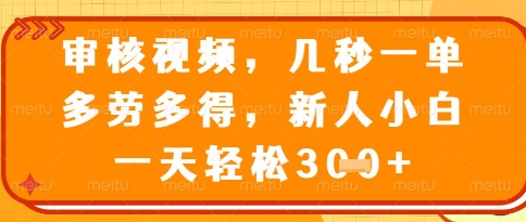 视频审核员，几秒一单，不限时间，不限地点，多做多得，新人小白一天轻松几张+【揭秘】-鼎铸网