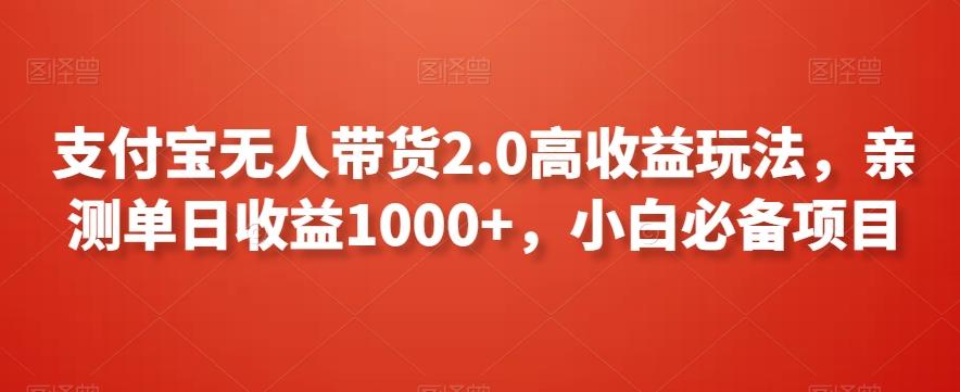 支付宝无人带货2.0高收益玩法，亲测单日收益1000+，小白必备项目【揭秘】-鼎铸网