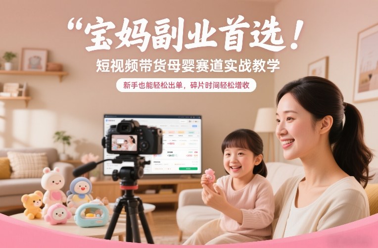 宝妈副业首选！短视频带货母婴赛道实战教学，新手也能轻松出单，碎片时间轻松增收-鼎铸网