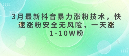 3月最新抖音暴力涨粉技术，快速涨粉安全无风险，一天涨1-10W粉-鼎铸网