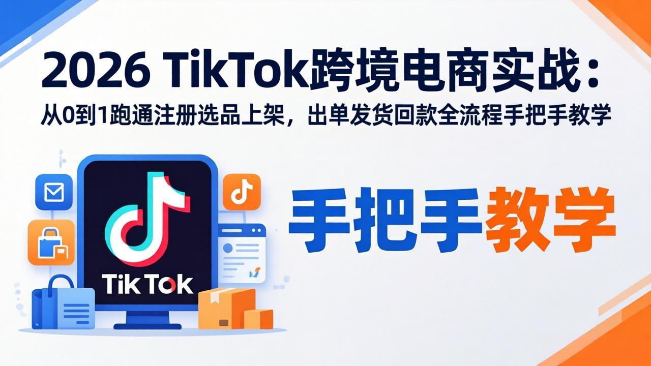 2026TikTok跨境电商实战-更新：从0到1跑通注册选品上架，出单发货回款全流程手把手教学-鼎铸网