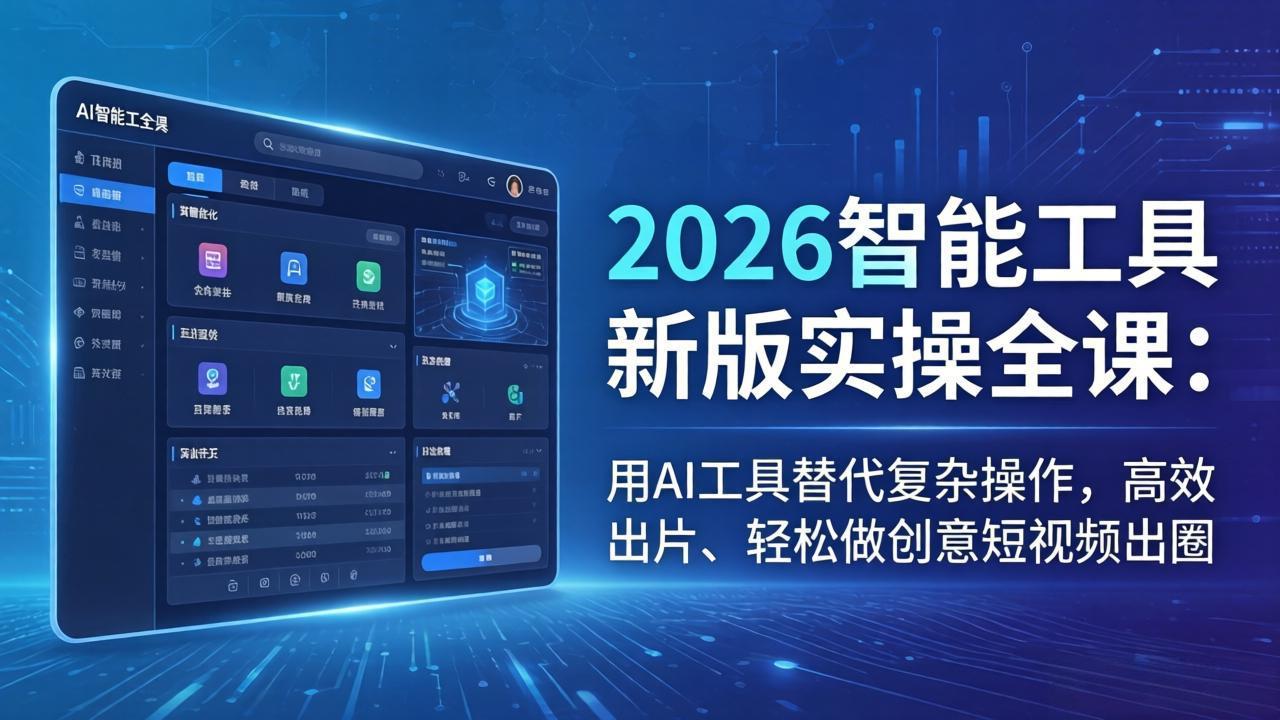 2026智能工具新版实操全课：用AI工具替代复杂操作，高效出片、轻松做创意短视频出圈-鼎铸网