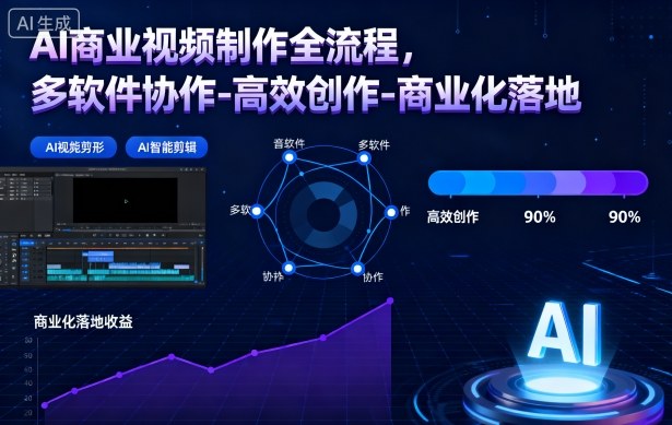 AI商业视频制作全流程，多软件协作-高效创作-商业化落地-鼎铸网