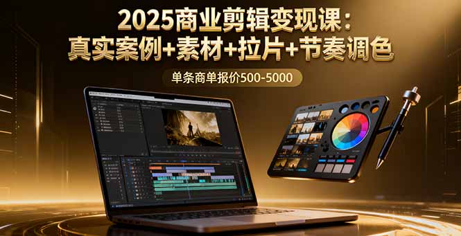2025商业剪辑变现课：真实案例+素材+拉片+节奏调色，单条商单报价500-5000-鼎铸网