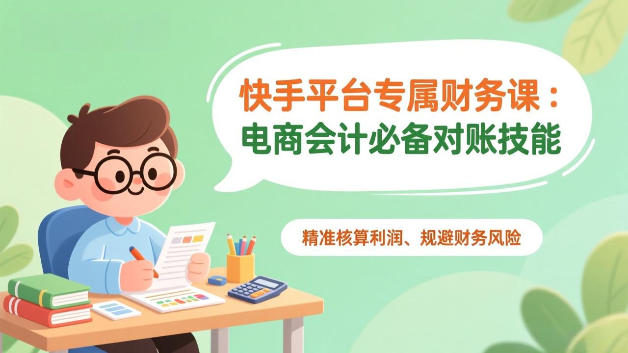 快手平台专属财务课：电商会计必备对账技能，精准核算利润、规避财务风险-鼎铸网