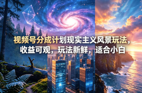 视频号分成计划现实主义风景玩法，收益可观，玩法新鲜，适合小白-鼎铸网