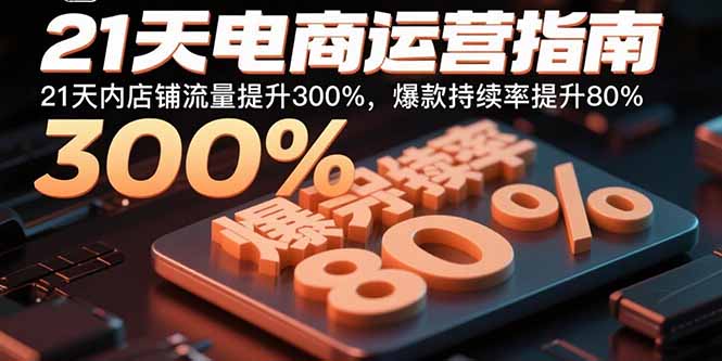 21天电商运营指南：21天内店铺流量提升300%，爆款持续率提升80%-鼎铸网