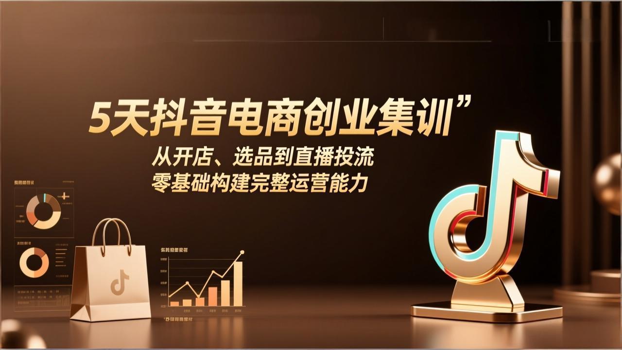 5天抖音电商创业集训：从开店、选品到直播投流，零基础构建完整运营能力-鼎铸网