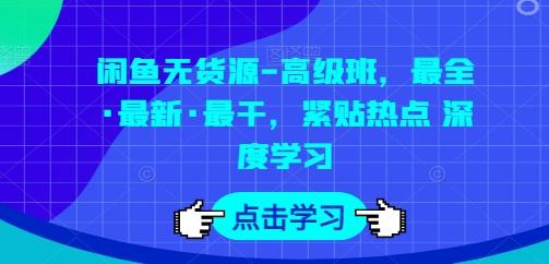 闲鱼无货源-高级班，最全·最新·最干，紧贴热点 深度学习-鼎铸网