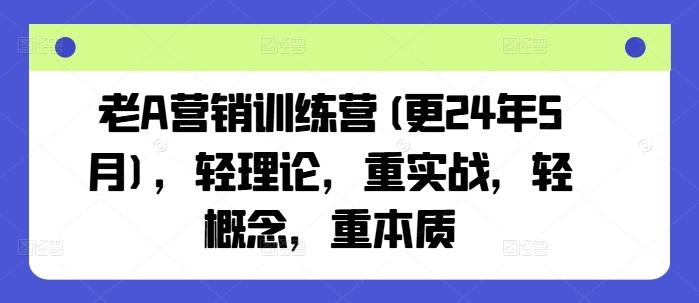 老A营销训练营(更24年6月)，轻理论，重实战，轻概念，重本质-鼎铸网