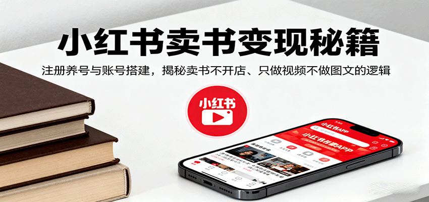 小红书卖书变现秘籍，注册养号与账号搭建，揭秘卖书不开店、只做视频不做图文的逻辑-鼎铸网