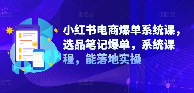 小红书电商爆单系统课，选品笔记爆单，系统课程，能落地实操-鼎铸网