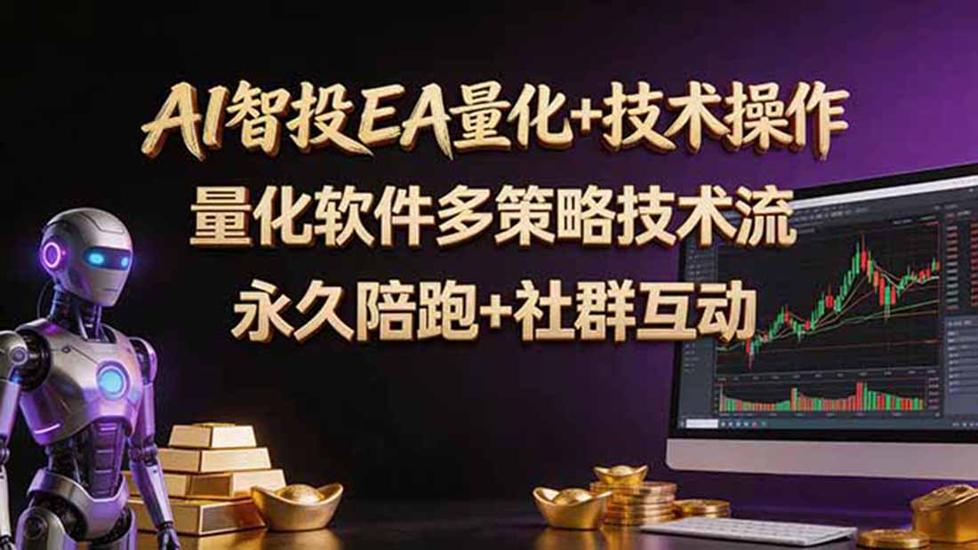 AI智投EA量化操作技术训练营，软件自动操作，简单学习轻松上入手日入30-100U-鼎铸网